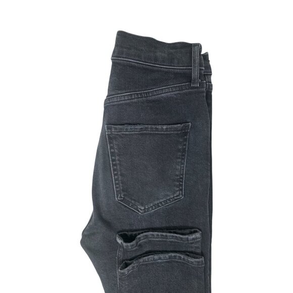 Agolde Riley High Rise Straight Leg Crop Jeans Size 24 In Panormaic Black Faded - Picture 6 of 15
